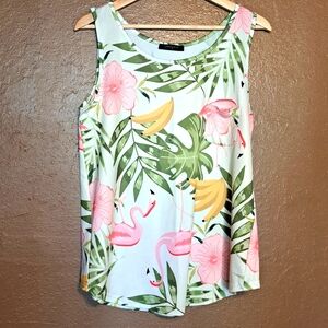 Tropical Print Sleeveless Top Size Small